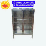 Tủ Đựng Ly Tủ Úp Cốc Mầm Non 4 Tầng Bằng Inox