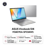 Laptop Asus Vivobook S14 M3407KA-SF034WS (AMD Ryzen AI 5 330 | 16GB | 512GB | AMD Radeon | 14 inch WUXGA OLED | Win 11 | Office | Bạc)